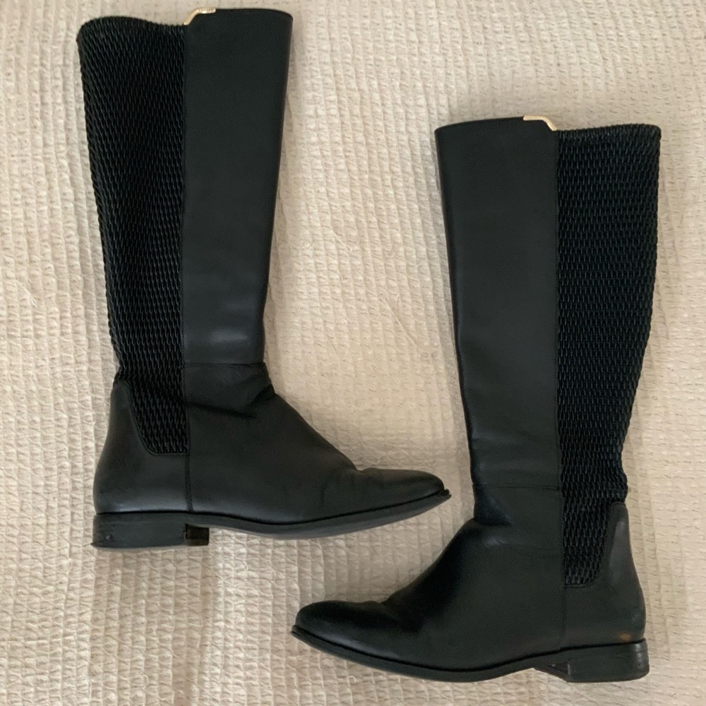 Cole Haan Women’s Rockland Black Leather Tall Riding Boots